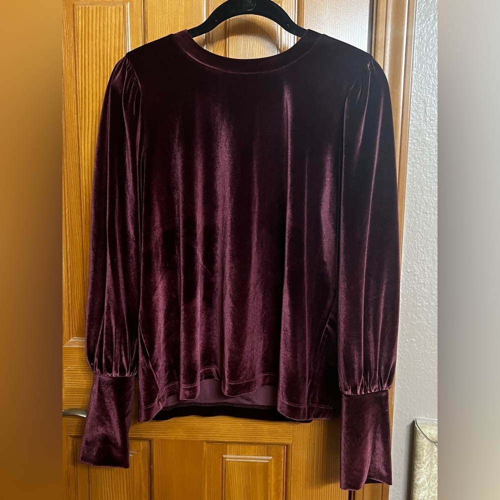 LOFT Velvety Top in Deep Burgundy